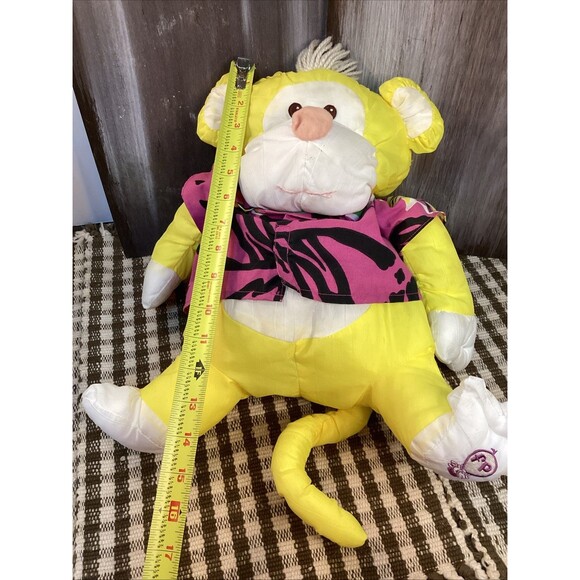 Vintage 1987 Fisher-Price Puffalump Yellow Monkey Nylon Plush w/ Hawaiian Shirt - Picture 12 of 13